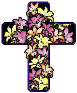 Cross with Lillies on White